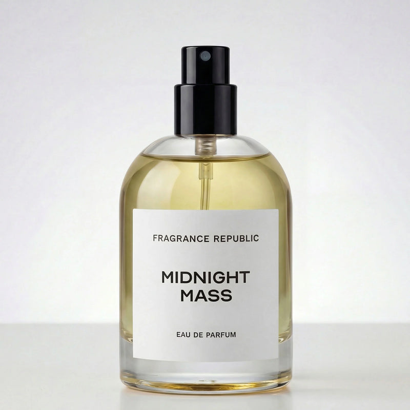 Fragrance Republic Midnight Mass eau de parfum bottle on a white background