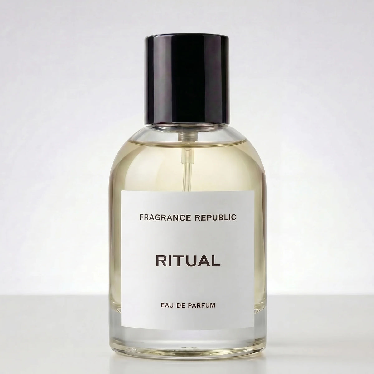 Fragrance Republic Ritual Eau de Parfum bottle with black cap on a white background