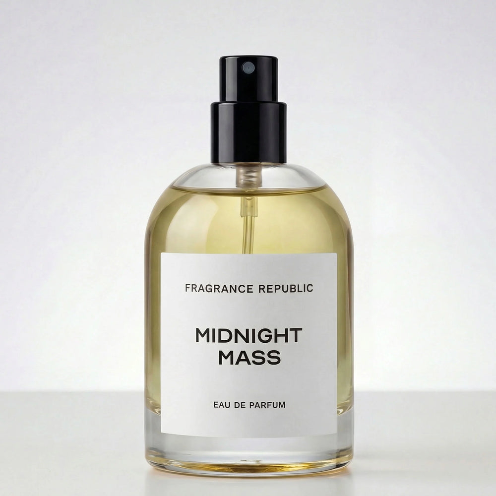 Fragrance Republic Midnight Mass eau de parfum bottle on a white background