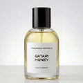 Bottle of 'Qatari Honey' eau de parfum by Fragrance Republic on a white background