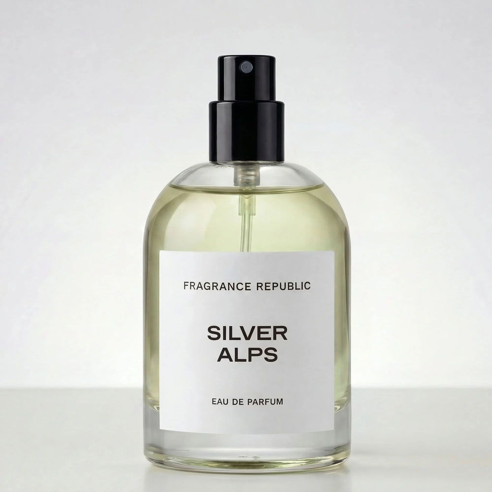 Fragrance Republic Silver Alps eau de parfum bottle on a white background