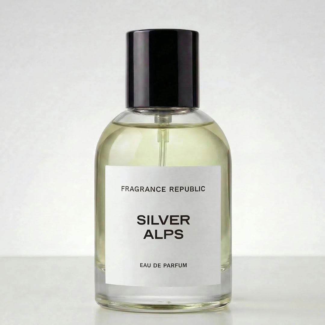 Fragrance Republic Silver Alps eau de parfum bottle on a white background